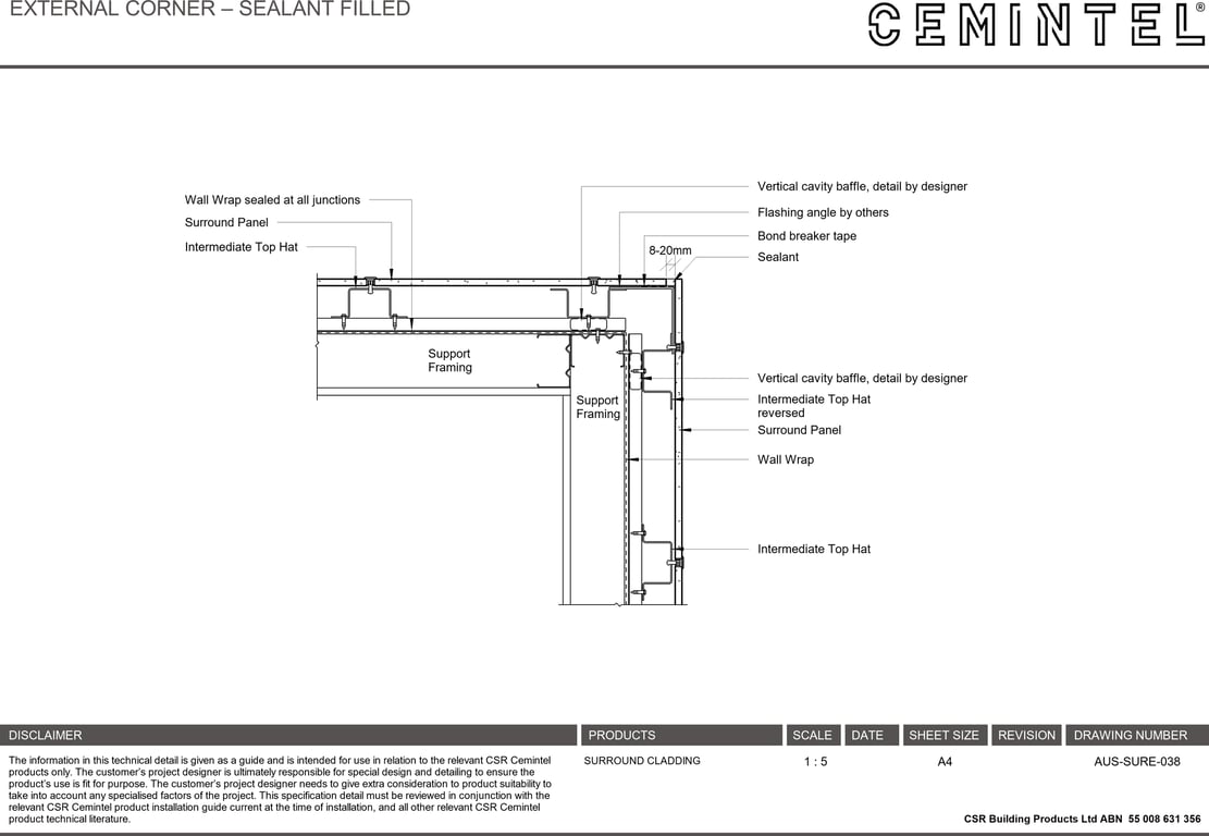 Navigate to AUS-SURE-038 - EXTERNAL CORNER – SEALANT FILLED