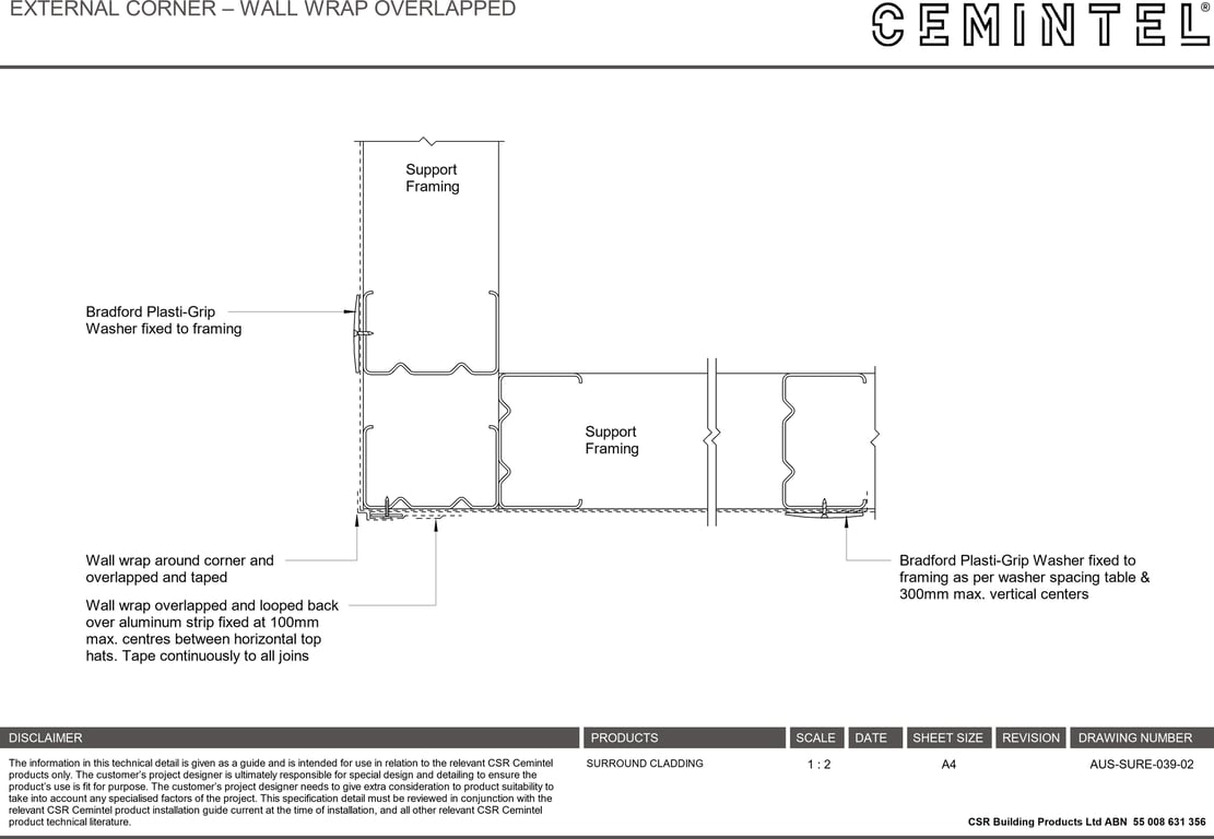 Navigate to AUS-SURE-039-02 - EXTERNAL CORNER – WALL WRAP OVERLAPPED