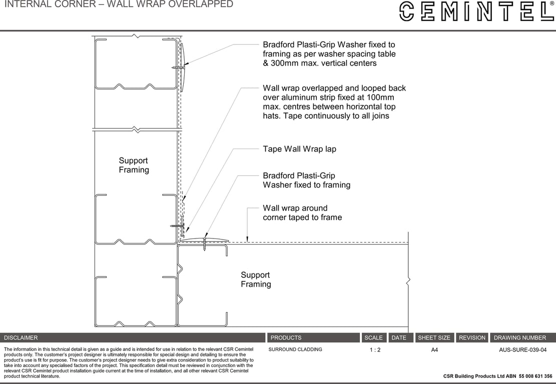 Navigate to AUS-SURE-039-04 - INTERNAL CORNER – WALL WRAP OVERLAPPED