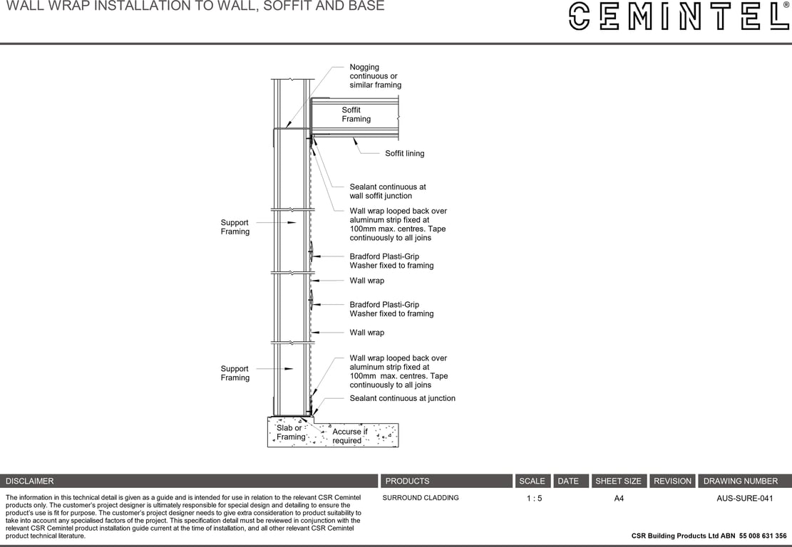 Navigate to AUS-SURE-041 - WALL WRAP INSTALLATION TO WALL, SOFFIT AND BASE