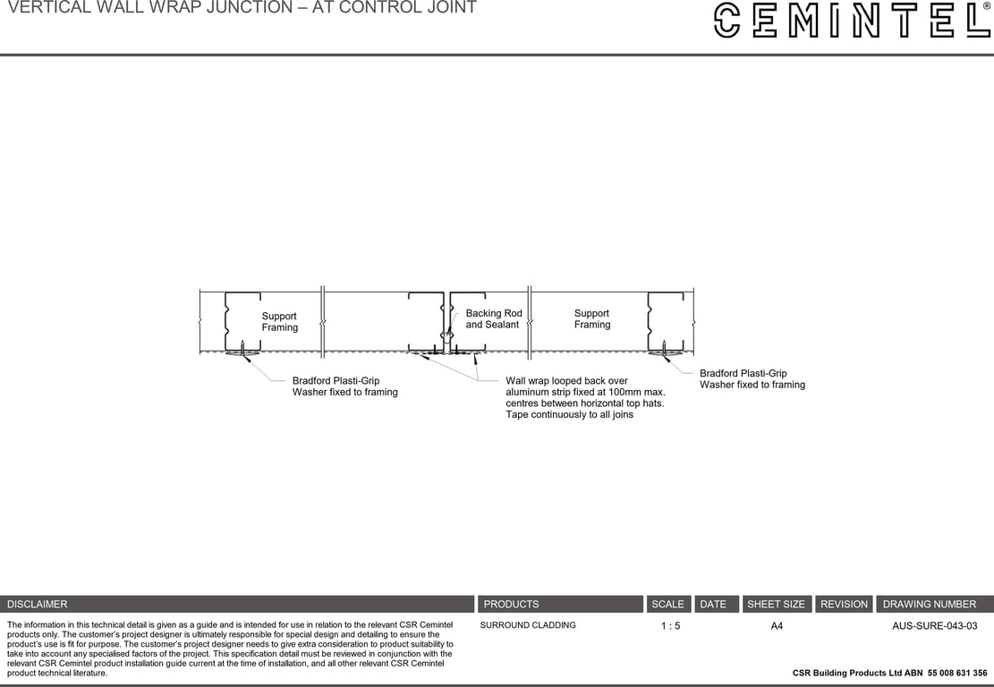  Image of AUS-SURE-043-03 - VERTICAL WALL WRAP JUNCTION – AT CONTROL JOINT