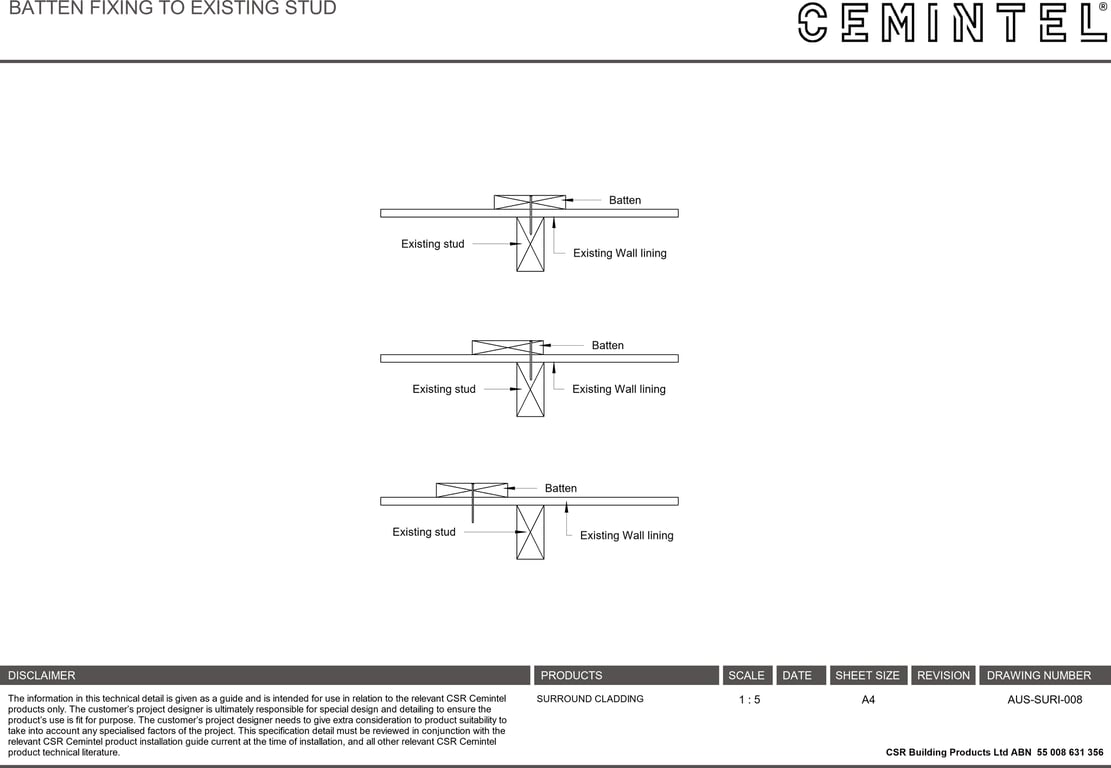 Navigate to AUS-SURI-008 - BATTEN FIXING TO EXISTING STUD