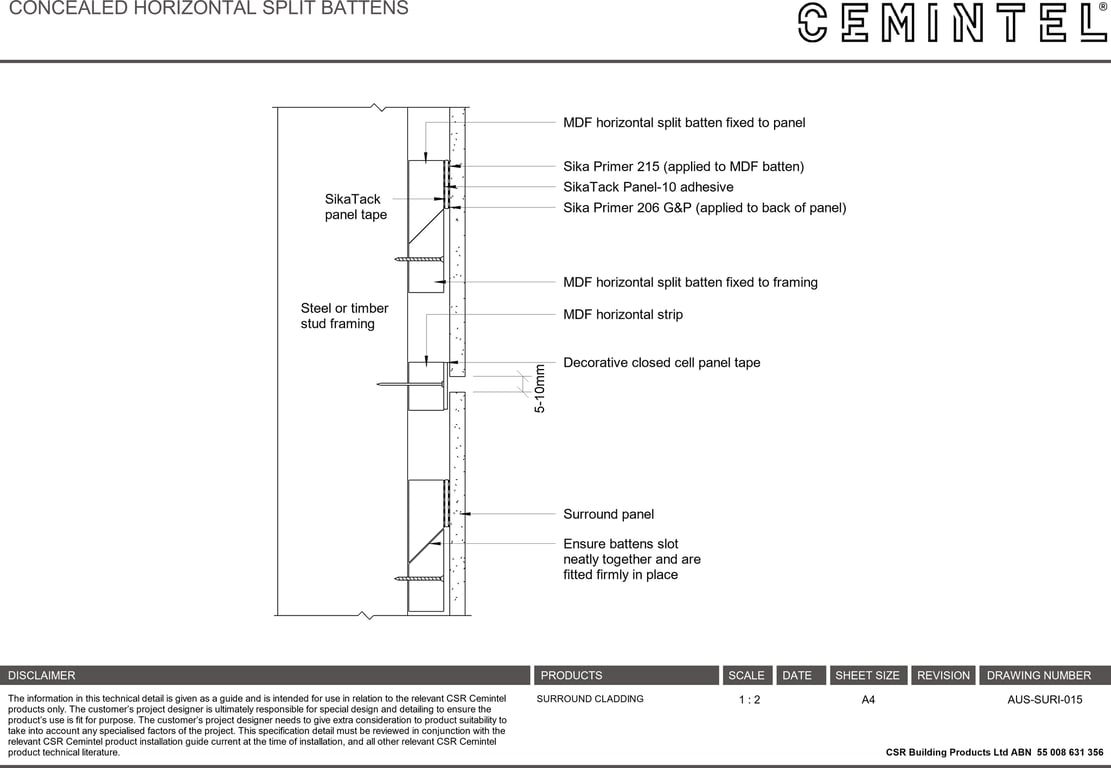 Navigate to AUS-SURI-015 - CONCEALED HORIZONTAL SPLIT BATTENS
