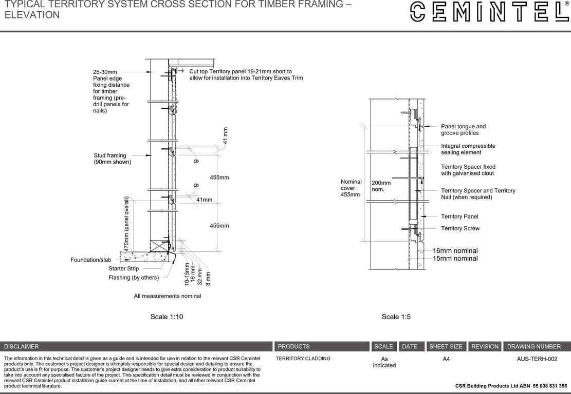 Navigate to AUS-TERH-002 - TYPICAL TERRITORY SYSTEM CROSS SECTION FOR TIMBER FRAMING – ELEVATION