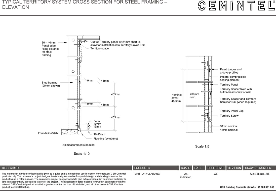 Navigate to AUS-TERH-004 - TYPICAL TERRITORY SYSTEM CROSS SECTION FOR STEEL FRAMING – ELEVATION