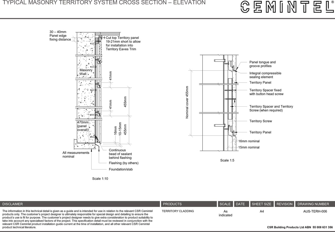 Navigate to AUS-TERH-006 - TYPICAL MASONRY TERRITORY SYSTEM CROSS SECTION – ELEVATION