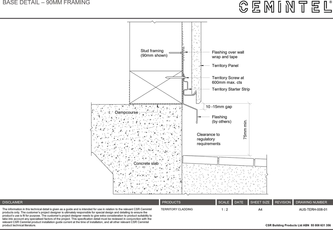 Navigate to AUS-TERH-008-01 - BASE DETAIL – 90MM FRAMING