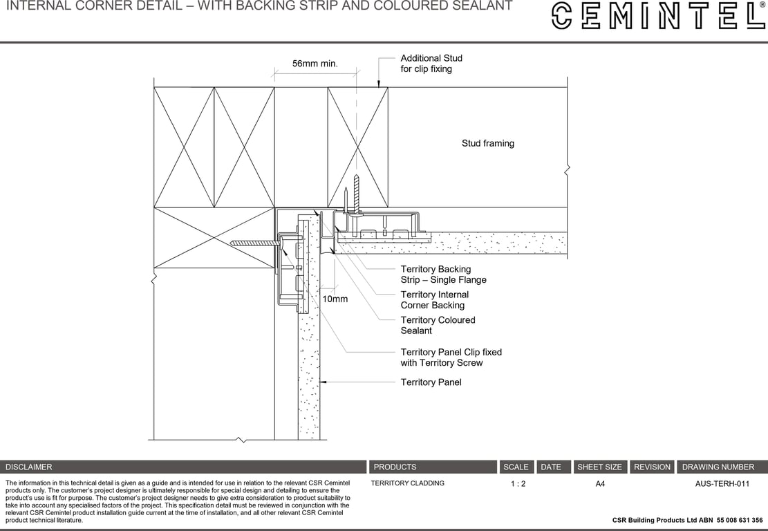 Navigate to AUS-TERH-011 - INTERNAL CORNER DETAIL – WITH BACKING STRIP AND COLOURED SEALANT