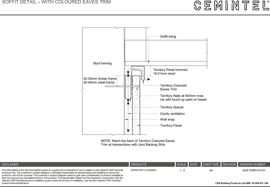Navigate to AUS-TERH-013-01 - SOFFIT DETAIL – WITH COLOURED EAVES TRIM