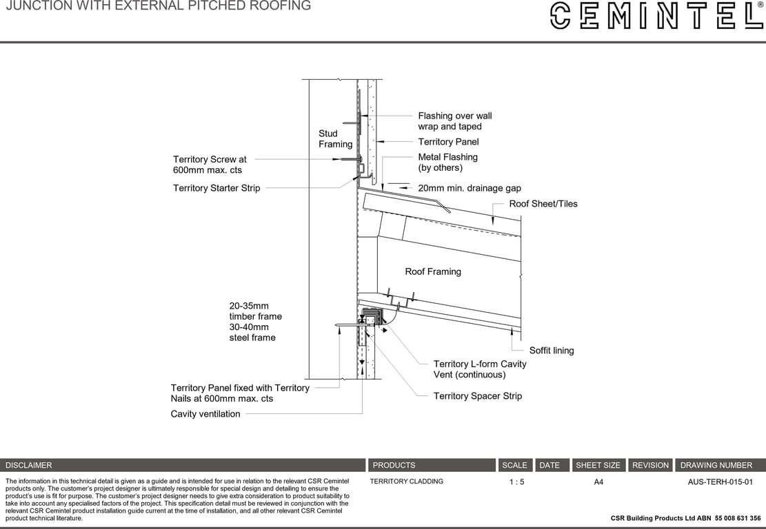 Navigate to AUS-TERH-015-01 - JUNCTION WITH EXTERNAL PITCHED ROOFING