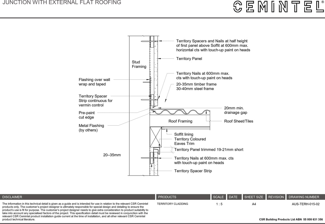 Navigate to AUS-TERH-015-02 - JUNCTION WITH EXTERNAL FLAT ROOFING