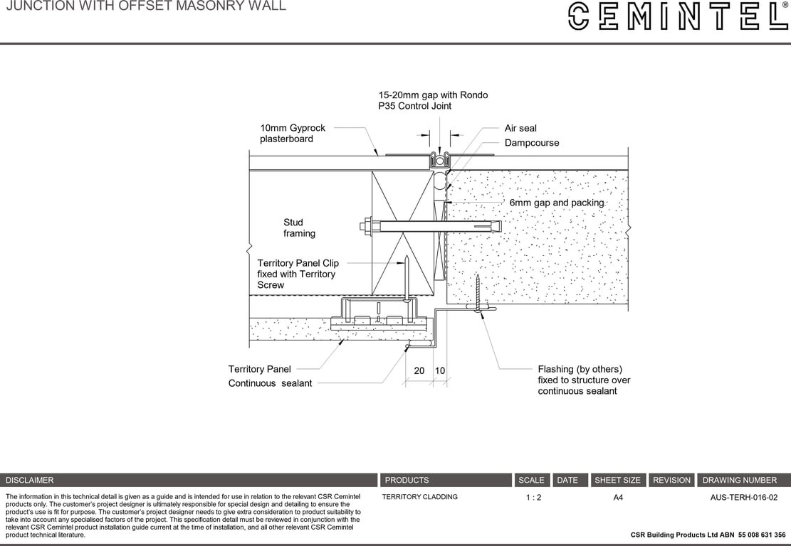 Navigate to AUS-TERH-016-02 - JUNCTION WITH OFFSET MASONRY WALL