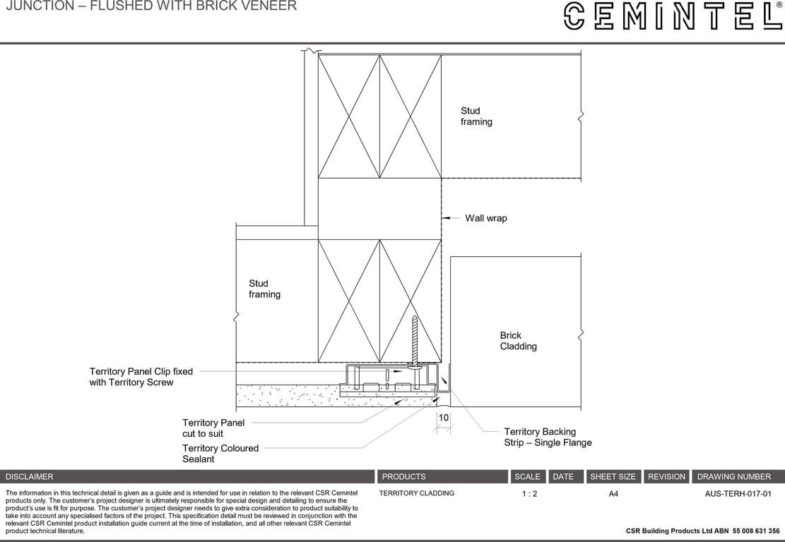 Navigate to AUS-TERH-017-01 - JUNCTION – FLUSHED WITH BRICK VENEER