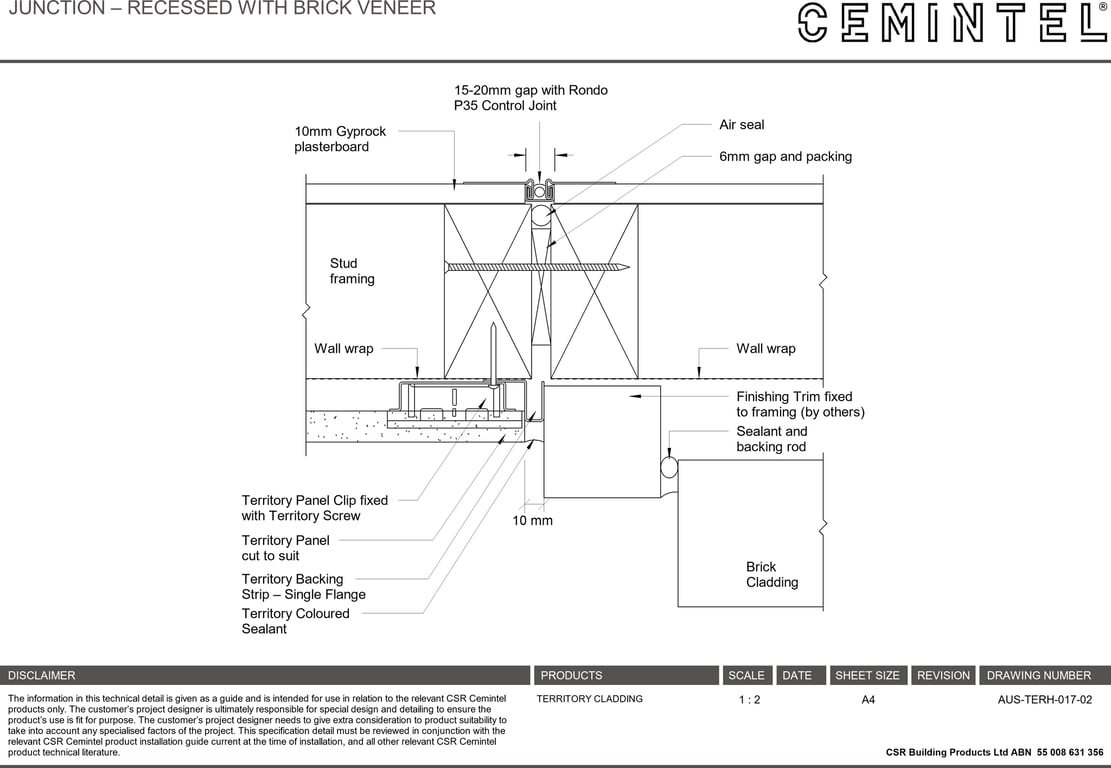 Navigate to AUS-TERH-017-02 - JUNCTION – RECESSED WITH BRICK VENEER