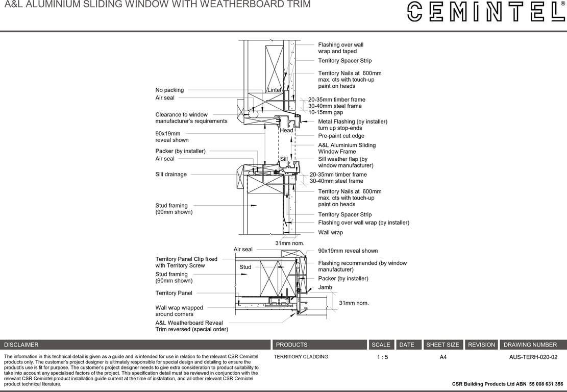 Navigate to AUS-TERH-020-02 - A&L ALUMINIUM SLIDING WINDOW WITH WEATHERBOARD TRIM