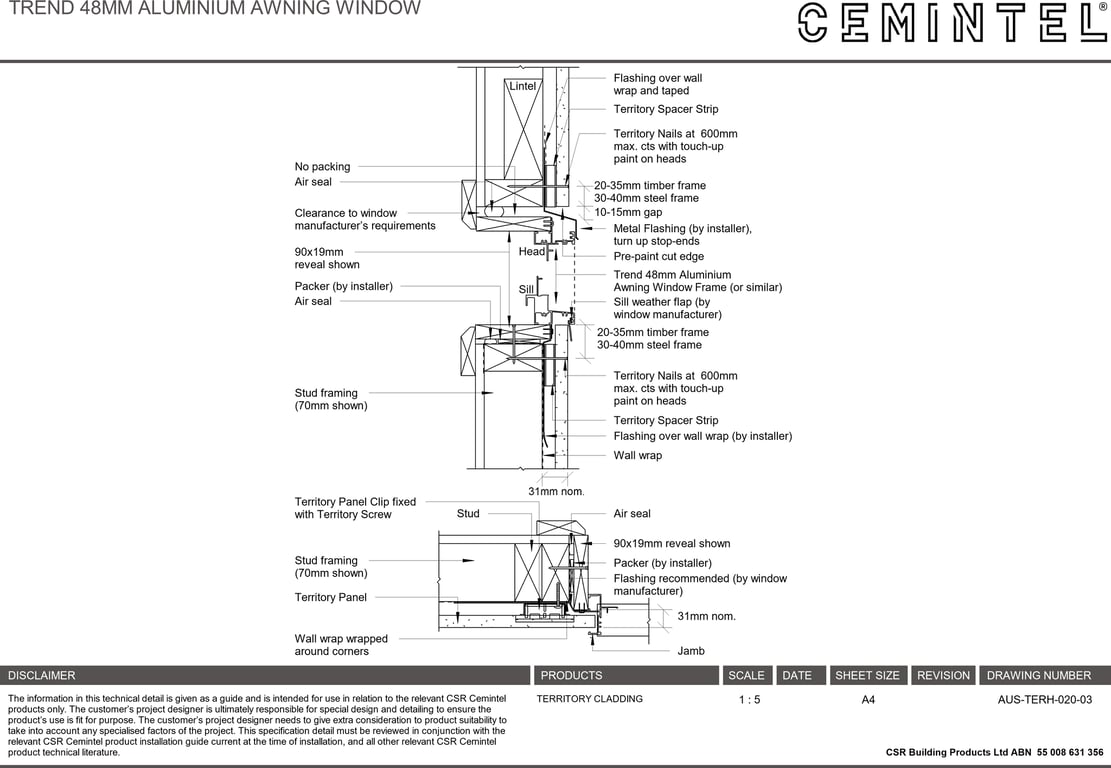 Navigate to AUS-TERH-020-03 - TREND 48MM ALUMINIUM AWNING WINDOW