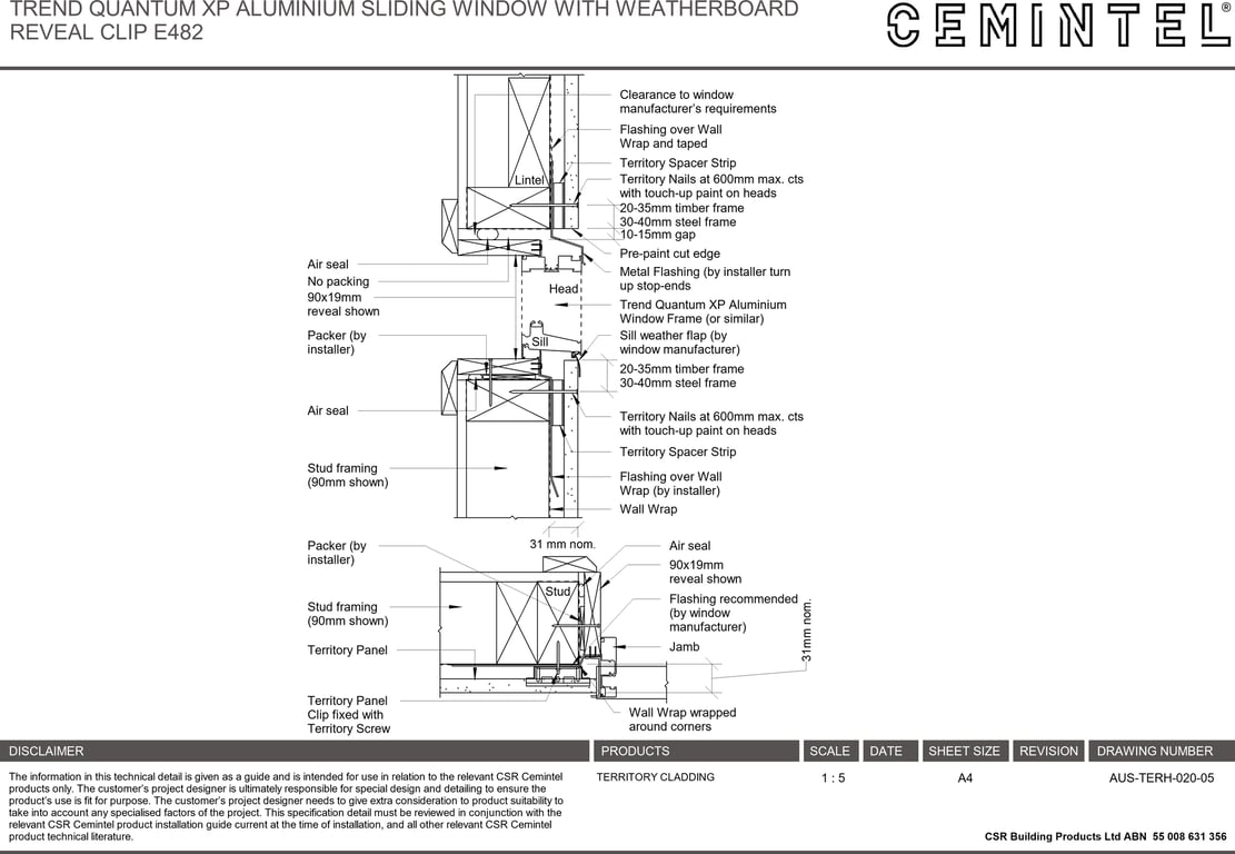  Image of AUS-TERH-020-05 - TREND QUANTUM XP ALUMINIUM SLIDING WINDOW WITH WEATHERBOARD REVEAL CLIP E482