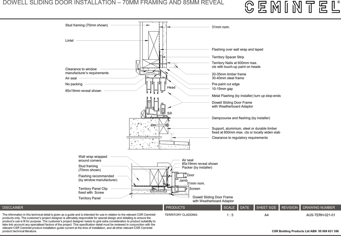 Navigate to AUS-TERH-021-01 - DOWELL SLIDING DOOR INSTALLATION – 70MM FRAMING AND 85MM REVEAL