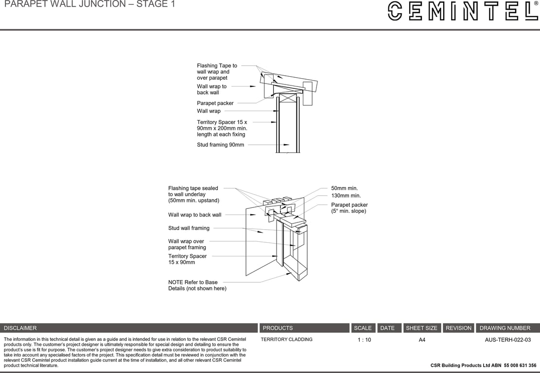 Navigate to AUS-TERH-022-03 - PARAPET WALL JUNCTION – STAGE 1