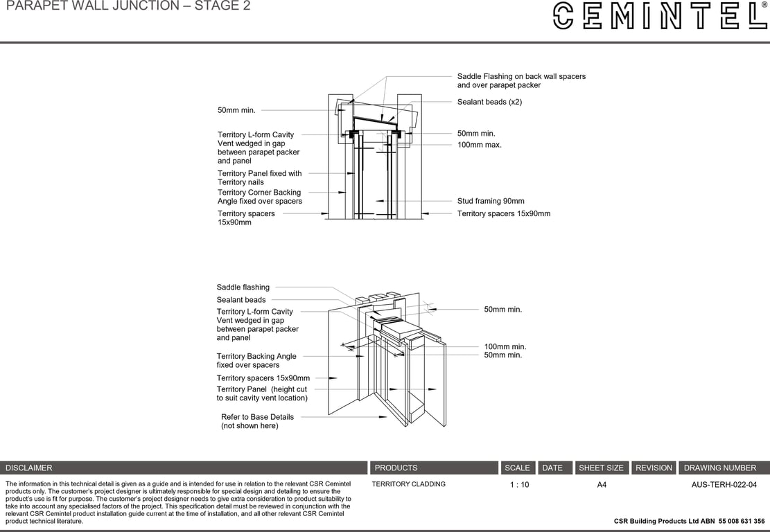 Navigate to AUS-TERH-022-04 - PARAPET WALL JUNCTION – STAGE 2