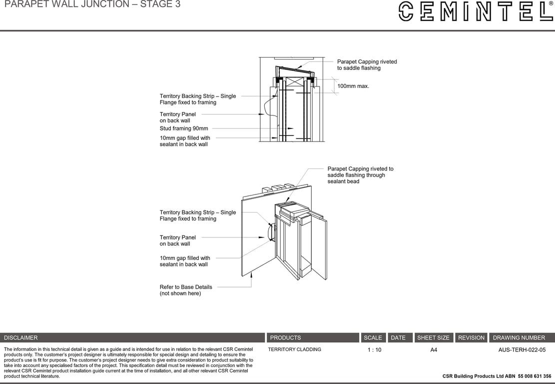 Navigate to AUS-TERH-022-05 - PARAPET WALL JUNCTION – STAGE 3