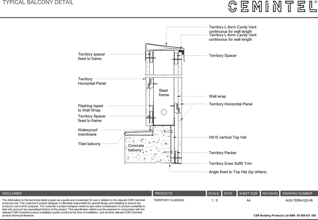 Navigate to AUS-TERH-022-06 - TYPICAL BALCONY DETAIL