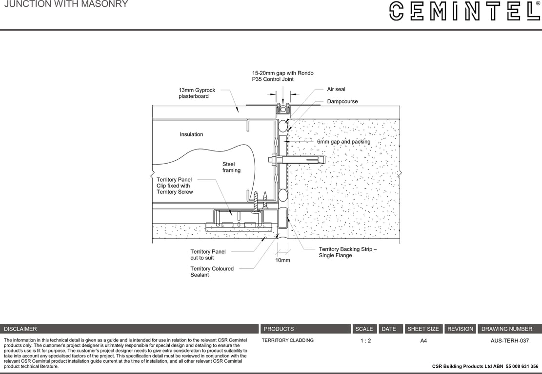 Navigate to AUS-TERH-037 - JUNCTION WITH MASONRY