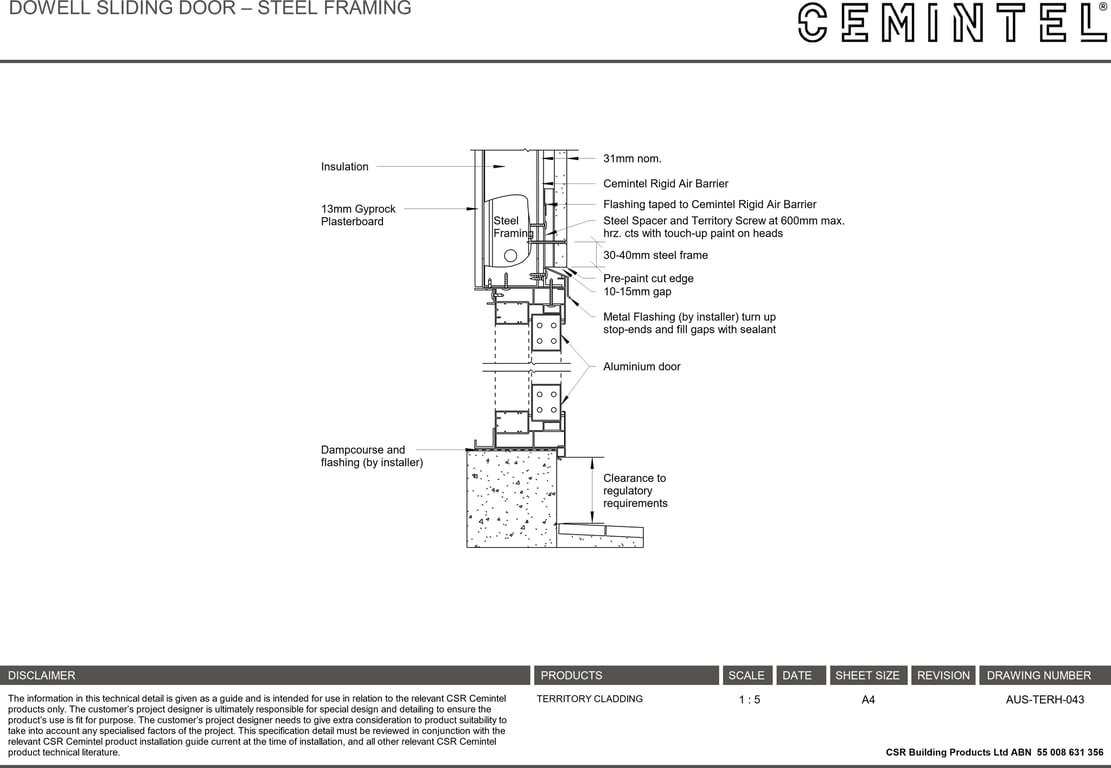 Navigate to AUS-TERH-043 - DOWELL SLIDING DOOR – STEEL FRAMING
