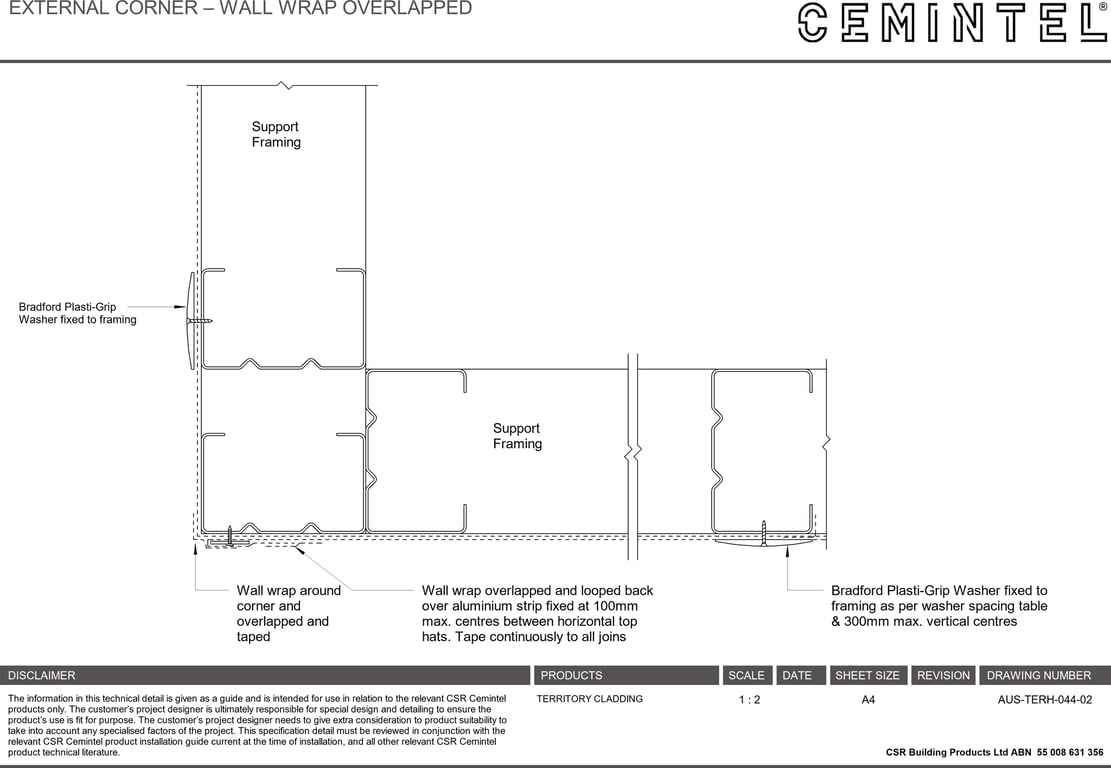 Navigate to AUS-TERH-044-02 - EXTERNAL CORNER – WALL WRAP OVERLAPPED