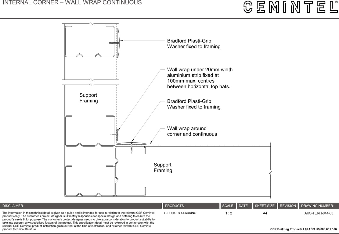 Navigate to AUS-TERH-044-03 - INTERNAL CORNER – WALL WRAP CONTINUOUS
