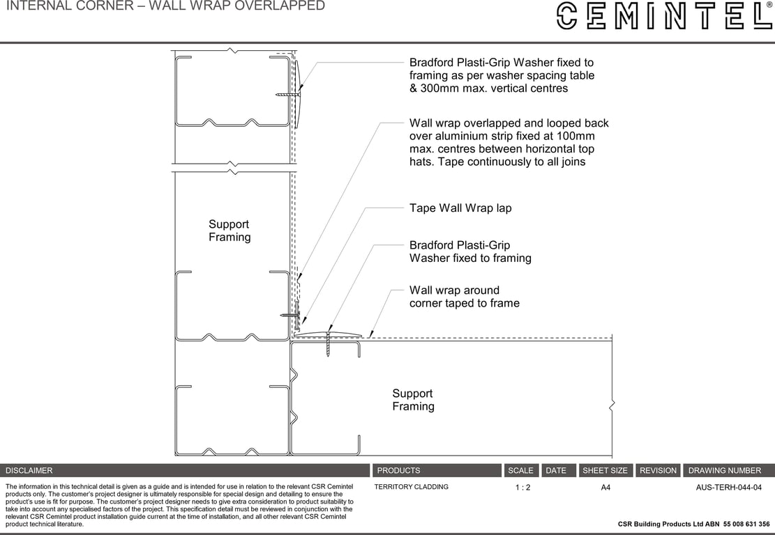 Navigate to AUS-TERH-044-04 - INTERNAL CORNER – WALL WRAP OVERLAPPED