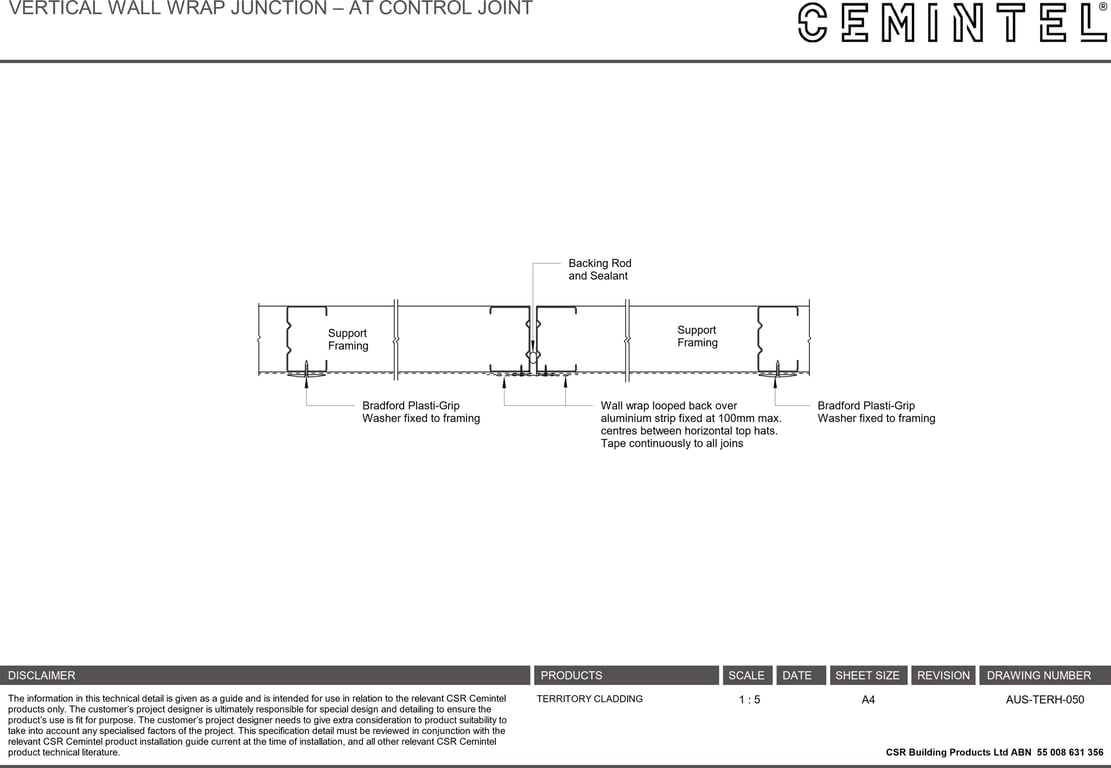  Image of AUS-TERH-050 - VERTICAL WALL WRAP JUNCTION – AT CONTROL JOINT