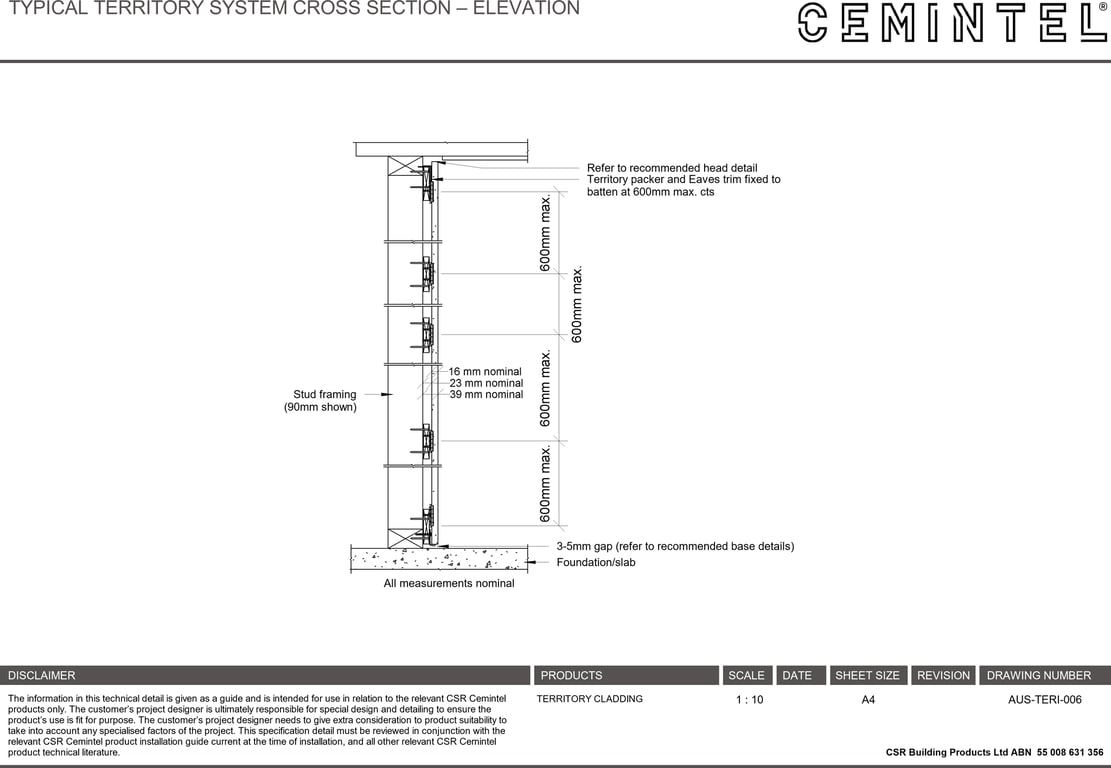 Navigate to AUS-TERI-006 - TYPICAL TERRITORY SYSTEM CROSS SECTION – ELEVATION