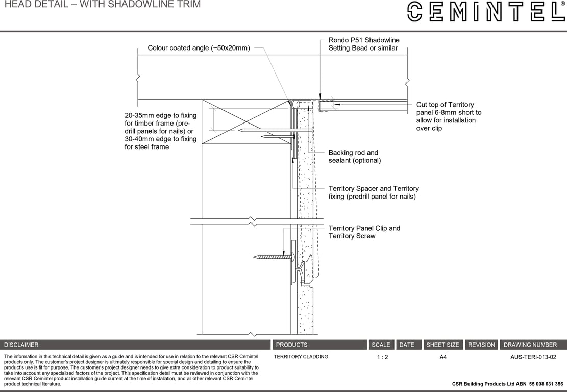 Navigate to AUS-TERI-013-02 - HEAD DETAIL – WITH SHADOWLINE TRIM
