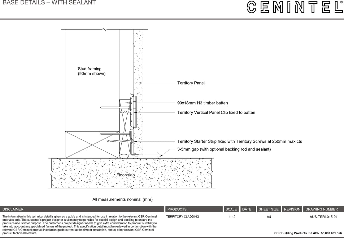 Navigate to AUS-TERI-015-01 - BASE DETAILS – WITH SEALANT