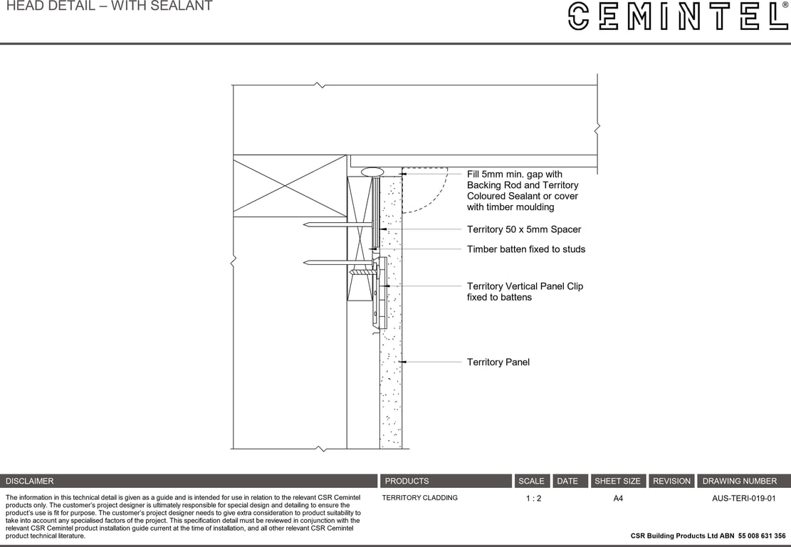 Navigate to AUS-TERI-019-01 - HEAD DETAIL – WITH SEALANT