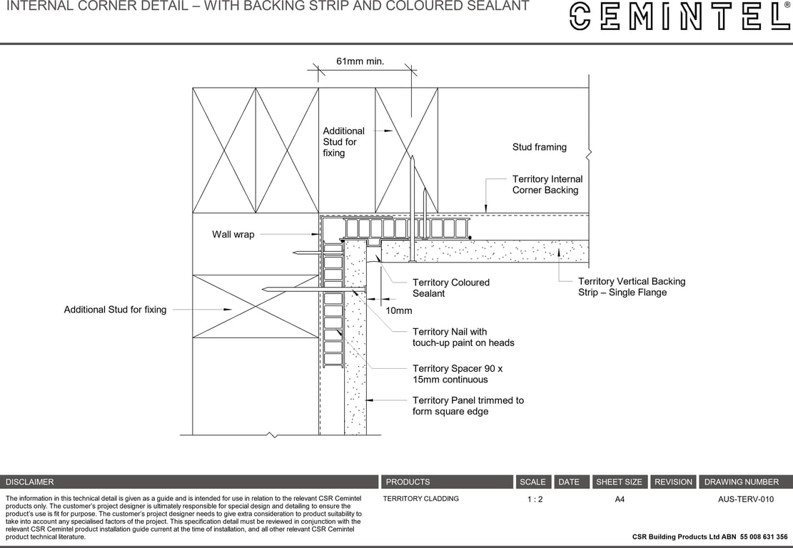 Navigate to AUS-TERV-010 - INTERNAL CORNER DETAIL – WITH BACKING STRIP AND COLOURED SEALANT