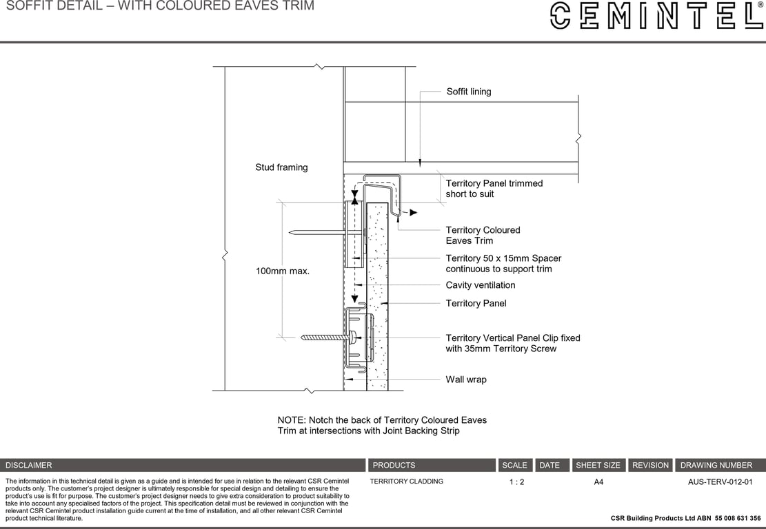 Navigate to AUS-TERV-012-01 - SOFFIT DETAIL – WITH COLOURED EAVES TRIM