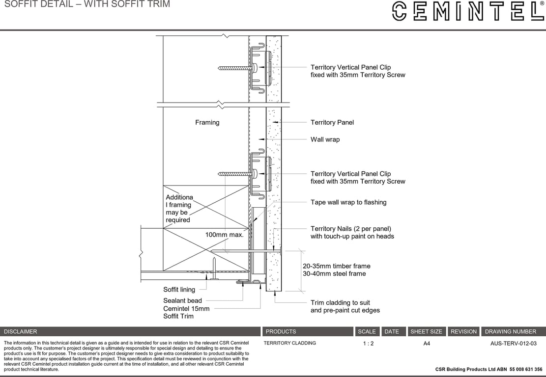 Navigate to AUS-TERV-012-03 - SOFFIT DETAIL – WITH SOFFIT TRIM