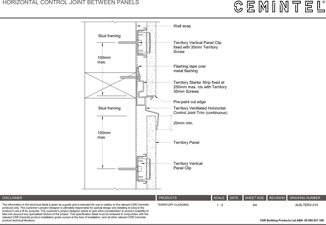 Navigate to AUS-TERV-015 - HORIZONTAL CONTROL JOINT BETWEEN PANELS