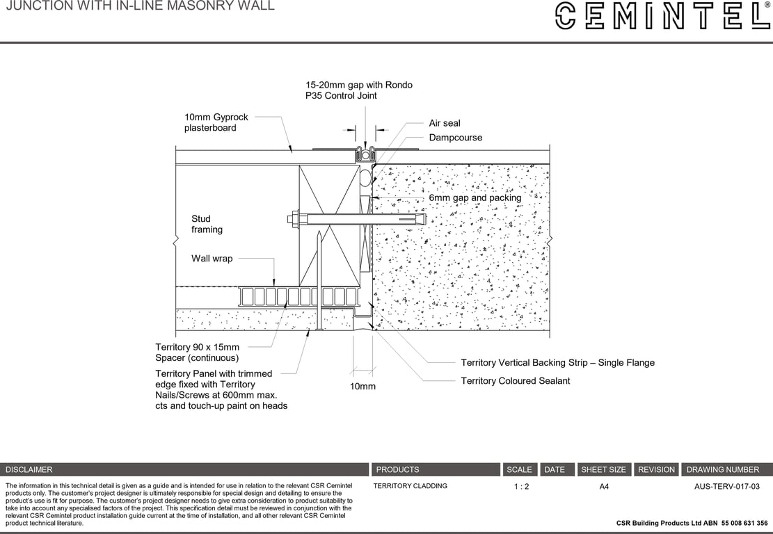 Navigate to AUS-TERV-017-03 - JUNCTION WITH IN-LINE MASONRY WALL