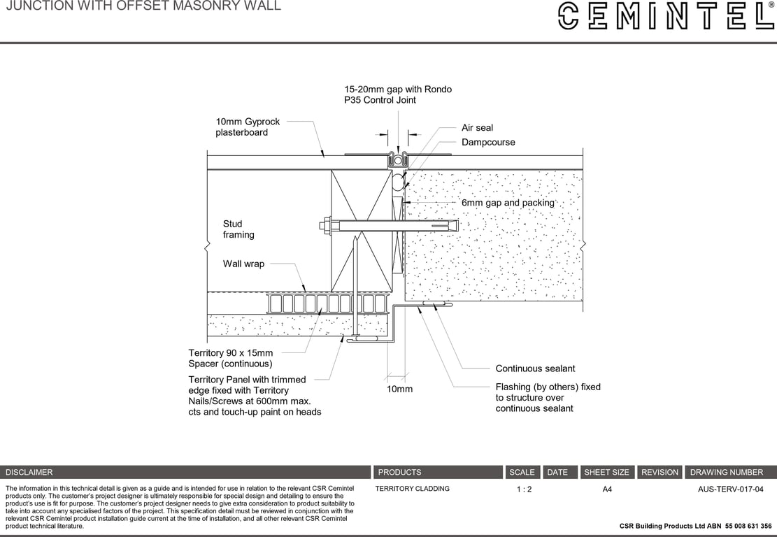 Navigate to AUS-TERV-017-04 - JUNCTION WITH OFFSET MASONRY WALL
