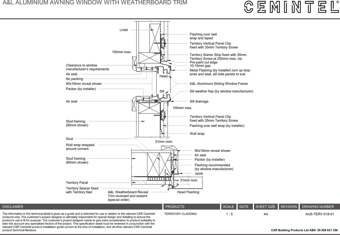 Navigate to AUS-TERV-018-01 - A&L ALUMINIUM AWNING WINDOW WITH WEATHERBOARD TRIM