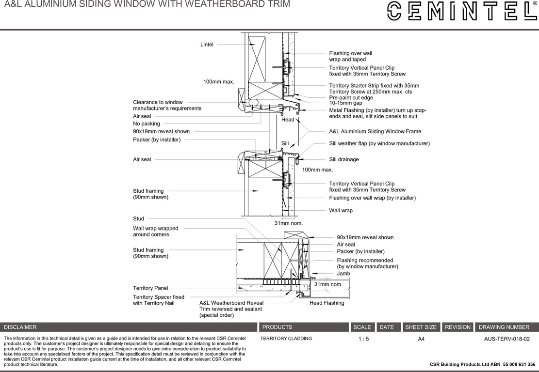  Image of AUS-TERV-018-02 - A&L ALUMINIUM SIDING WINDOW WITH WEATHERBOARD TRIM