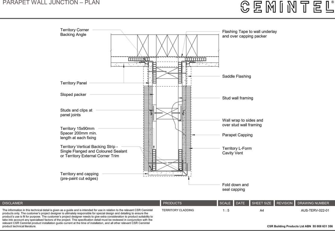 Navigate to AUS-TERV-022-01 - PARAPET WALL JUNCTION – PLAN