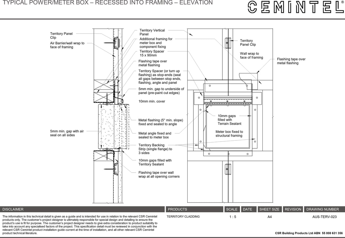 Navigate to AUS-TERV-023 - TYPICAL POWER-METER BOX – RECESSED INTO FRAMING – ELEVATION