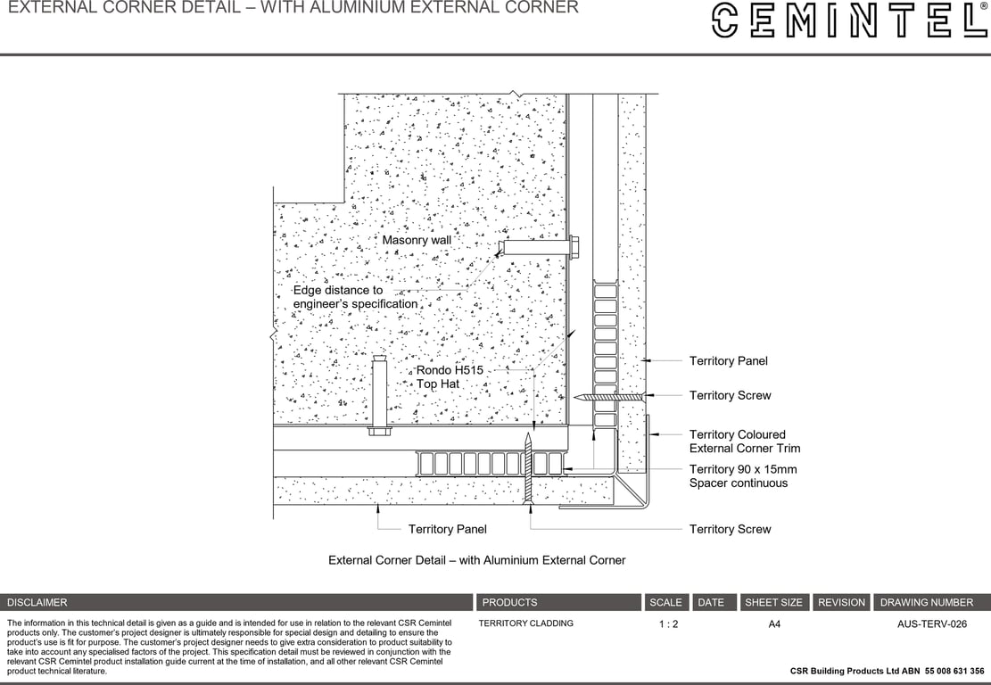 Navigate to AUS-TERV-026 - EXTERNAL CORNER DETAIL – WITH ALUMINIUM EXTERNAL CORNER