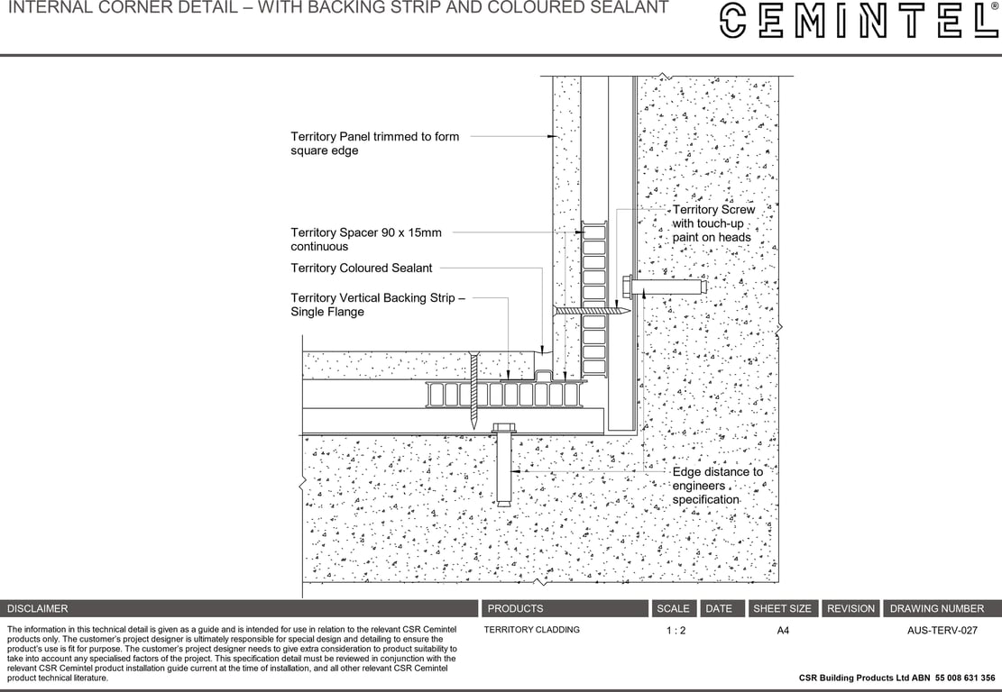 Navigate to AUS-TERV-027 - INTERNAL CORNER DETAIL – WITH BACKING STRIP AND COLOURED SEALANT