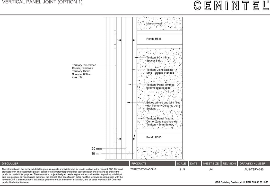  Image of AUS-TERV-030 - VERTICAL PANEL JOINT (OPTION 1)