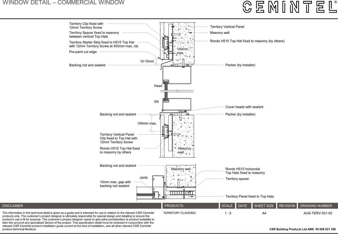 Navigate to AUS-TERV-031-02 - WINDOW DETAIL – COMMERCIAL WINDOW